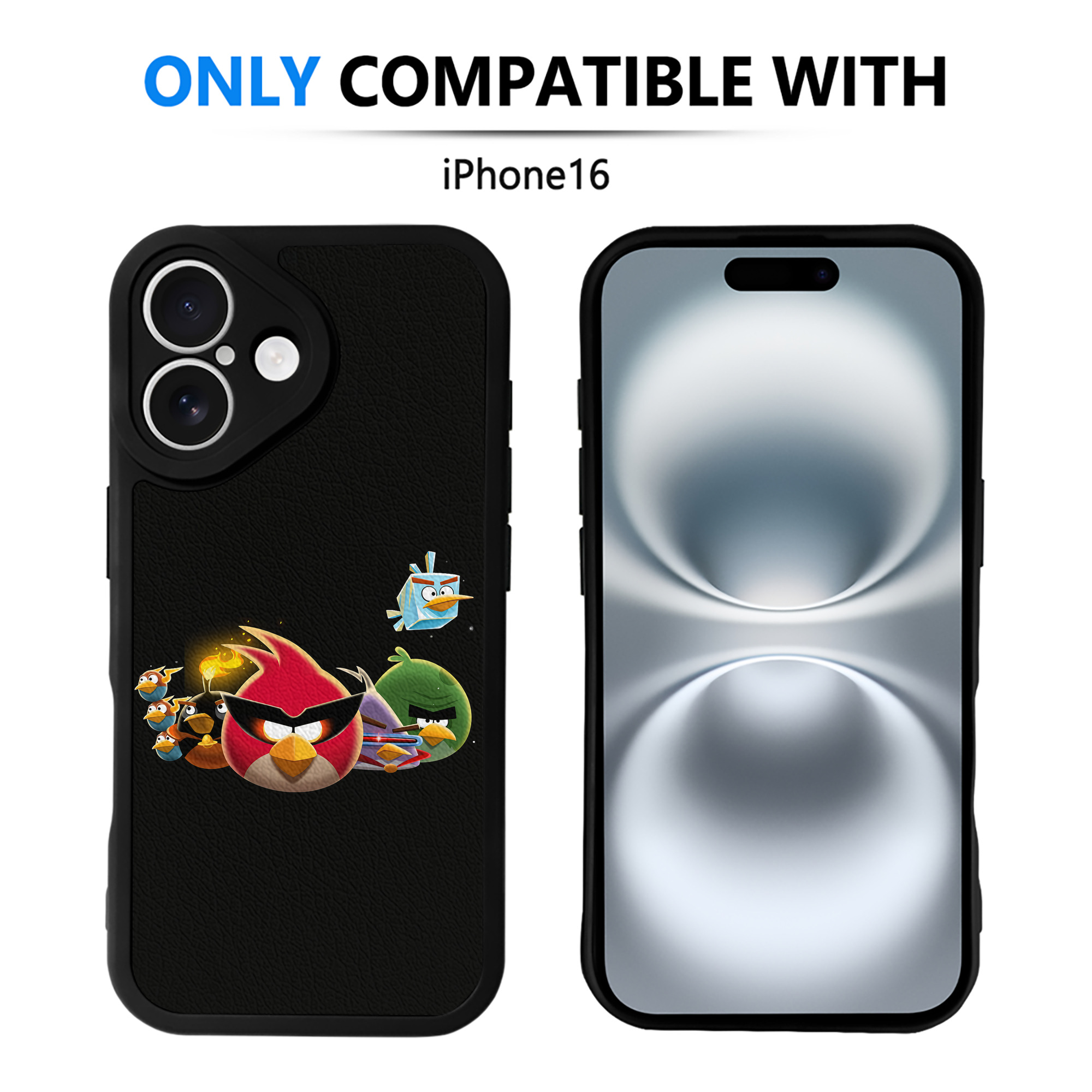 （画像用） Angry Birds アングリーバード 【iPhone 16シリーズ対応】シリコンスマホケース（レザー調） 材質：シリコン